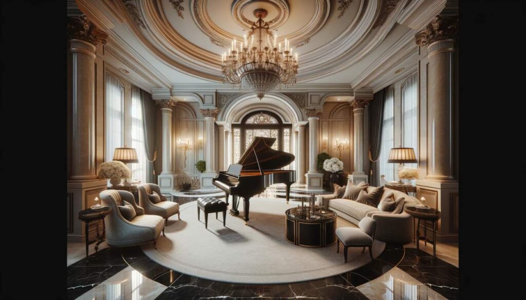 Add an Extra Layer of Elegance by Styling Your Foyer with Grand Pianos and Ottomans