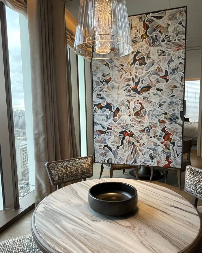 Artwork by Wilson Lin featured in the luxury suites of Capella Hotel Taipei, a 5-star hotel.