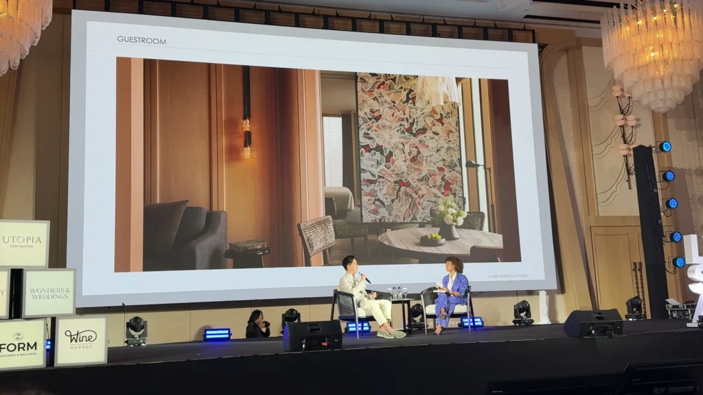 André Fu 於 Travel + Leisure Luxury Summit Asia 分享 Capella Taipei 客房設計,投影片中呈現 Wilson Lin 原作 Splendeur